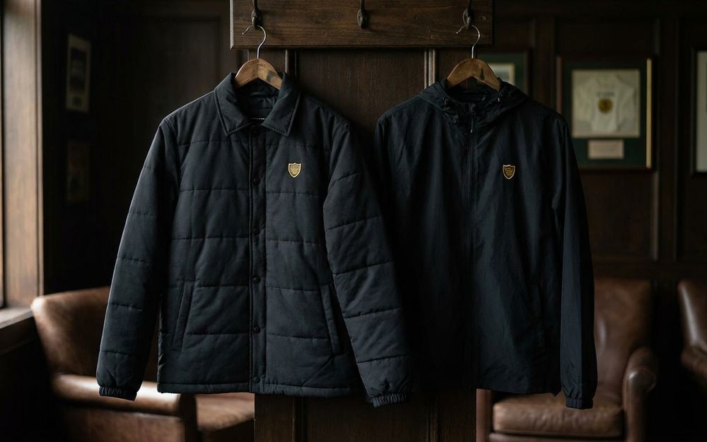 Custom padded coach jacket and windbreaker with club crest